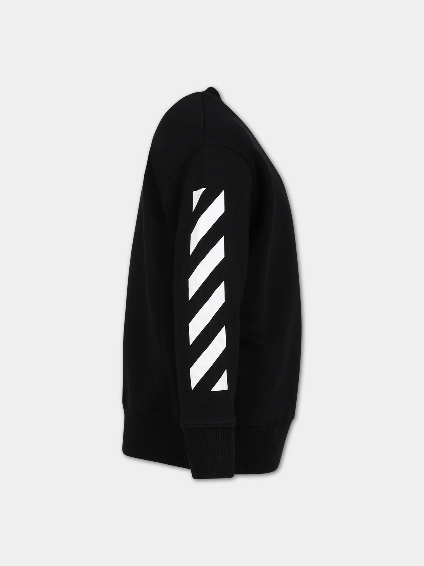 Felpa nera per bambini con logo,Off White,OBBA001F23FLE0091001