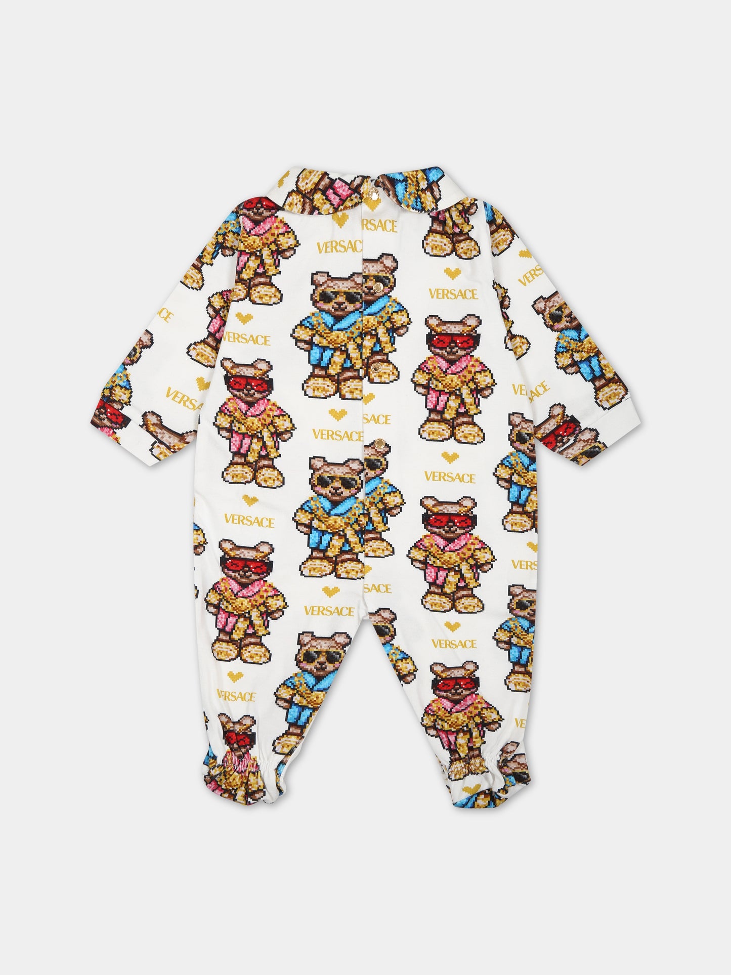 Tutina bianca per neonati con logo e Teddy Bear,Versace,1000287 1A08090 5W000