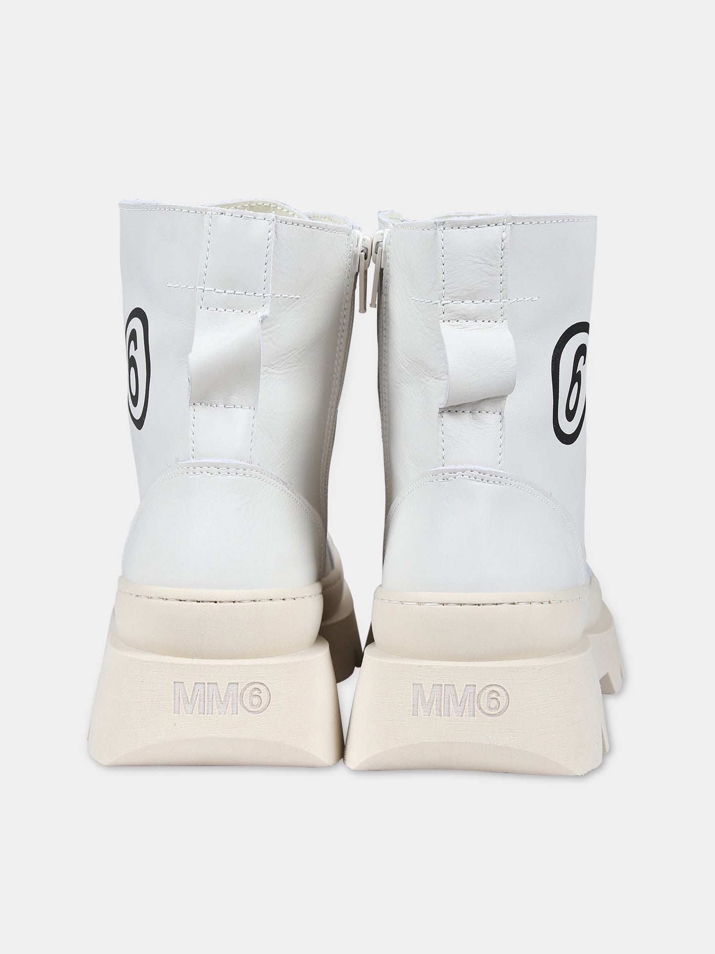 Anfibi avorio per bambina con logo,Mm6 Maison Margiela,75043 1