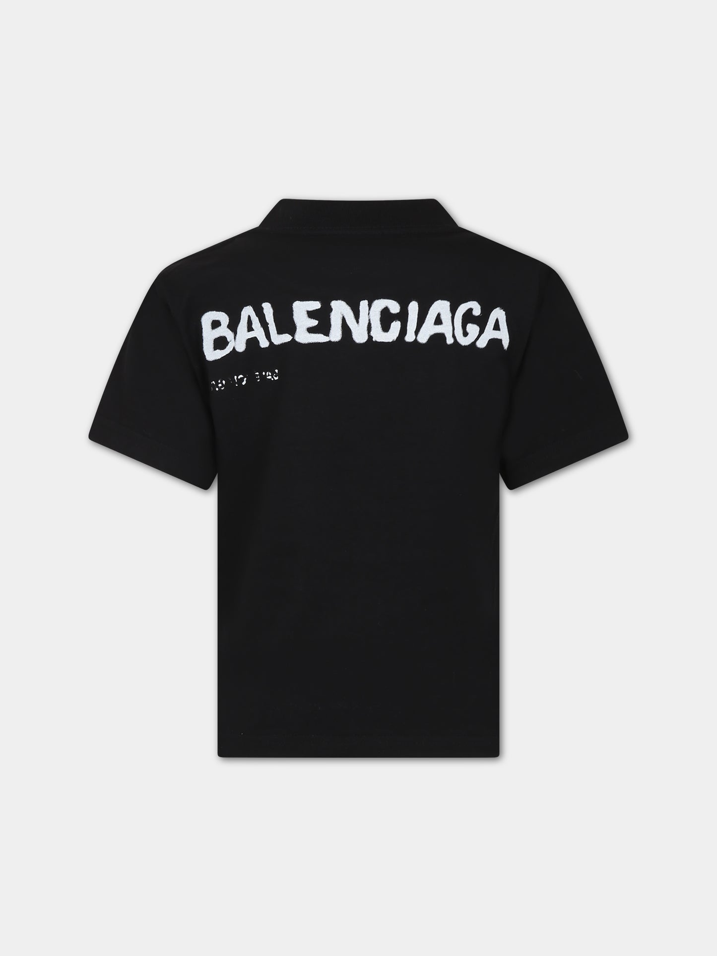 T-shirt nera per bambini con logo,Balenciaga,681864 TOVT5 1070