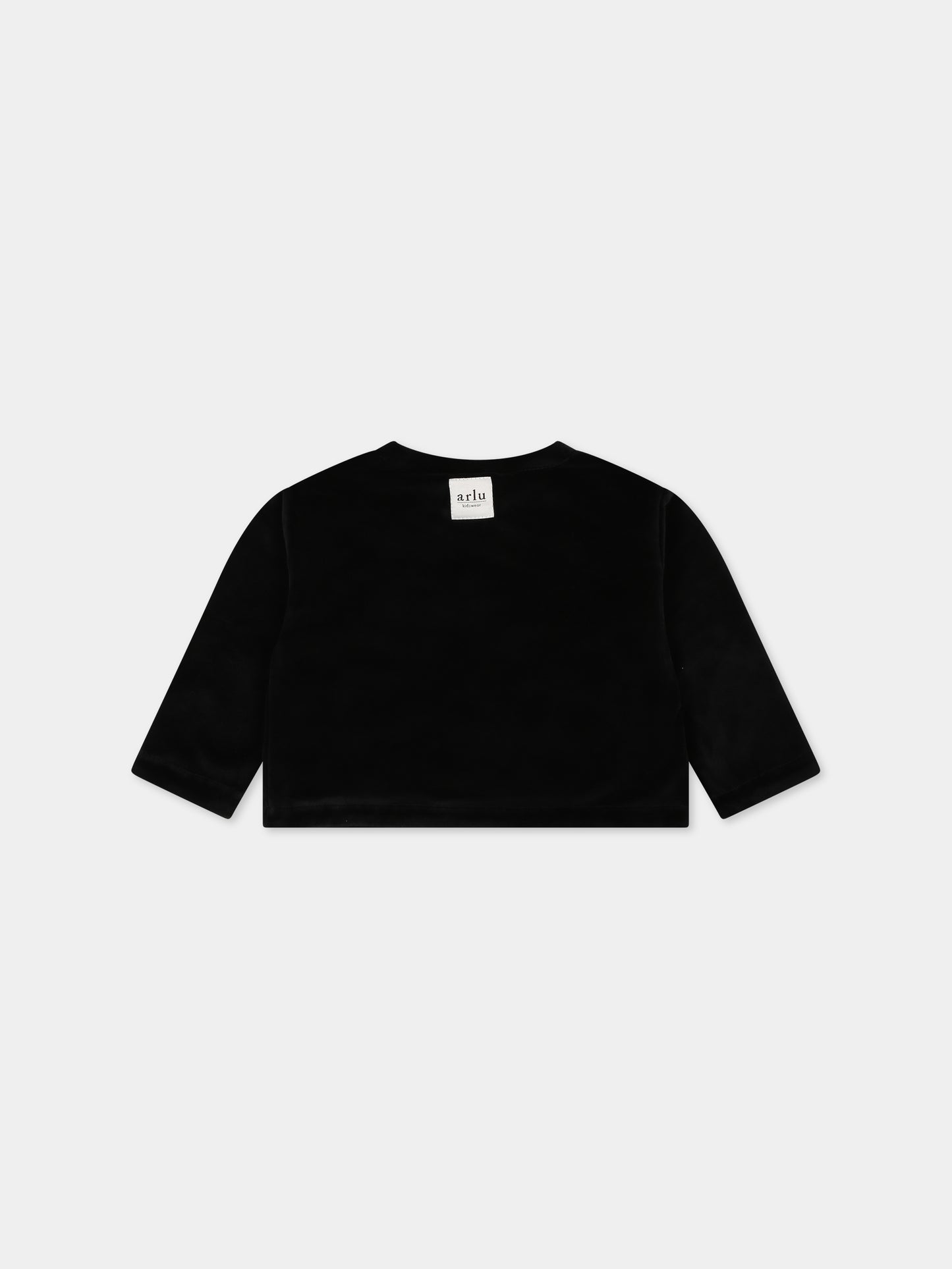 Cardigan nero per neonati con logo,Arlu Kidswear,KIMONO CINIGLIA