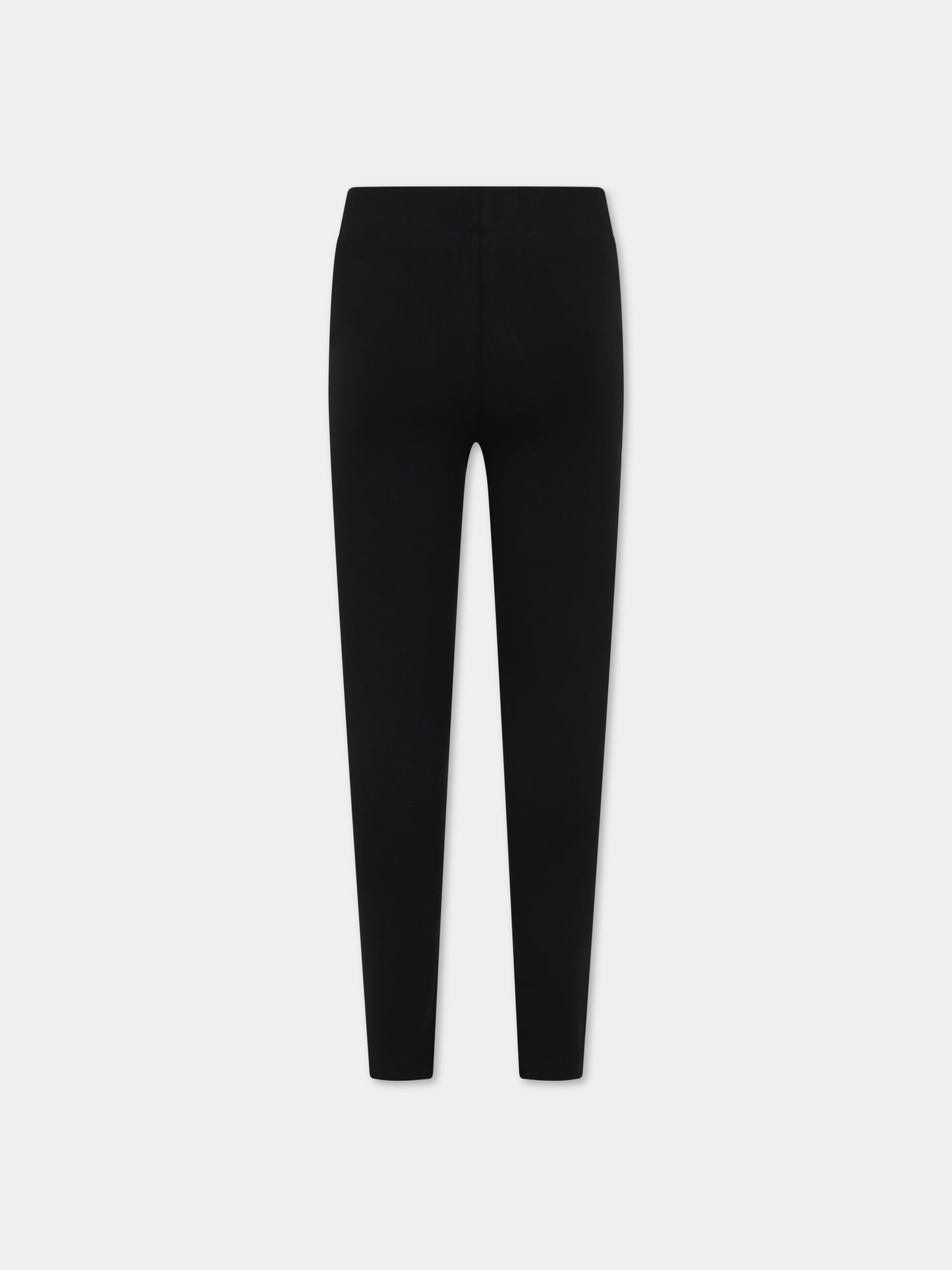 Leggings neri per bambina con logo,Moschino Kids,H4P047 LBA00 60100