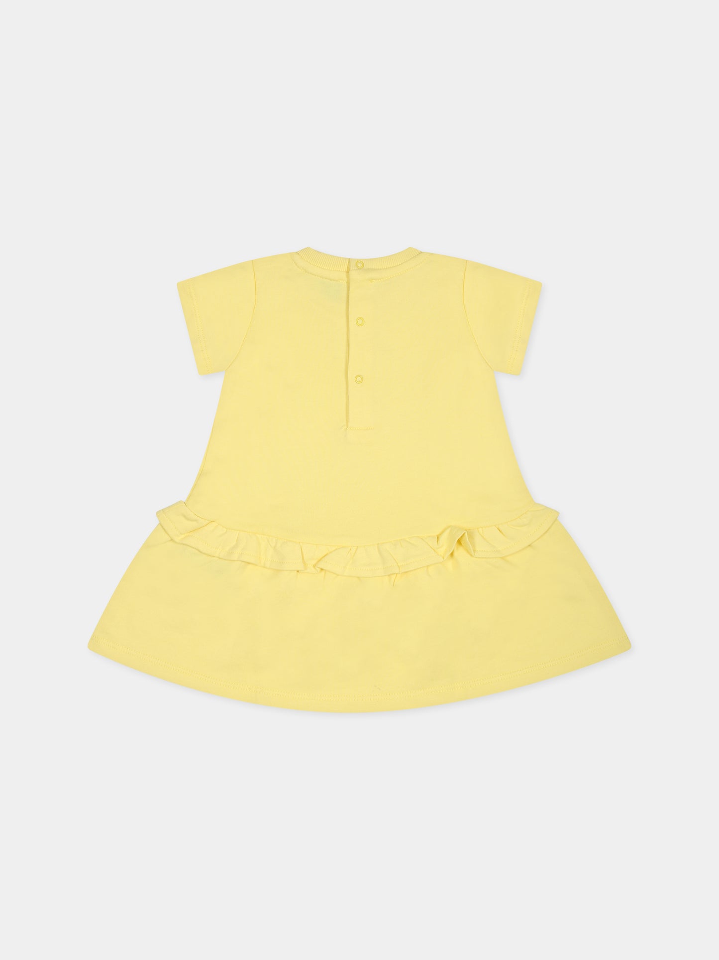 Vestito giallo per neonata con Teddy Bear e logo,Moschino Kids,MEV074 LCA19 50230