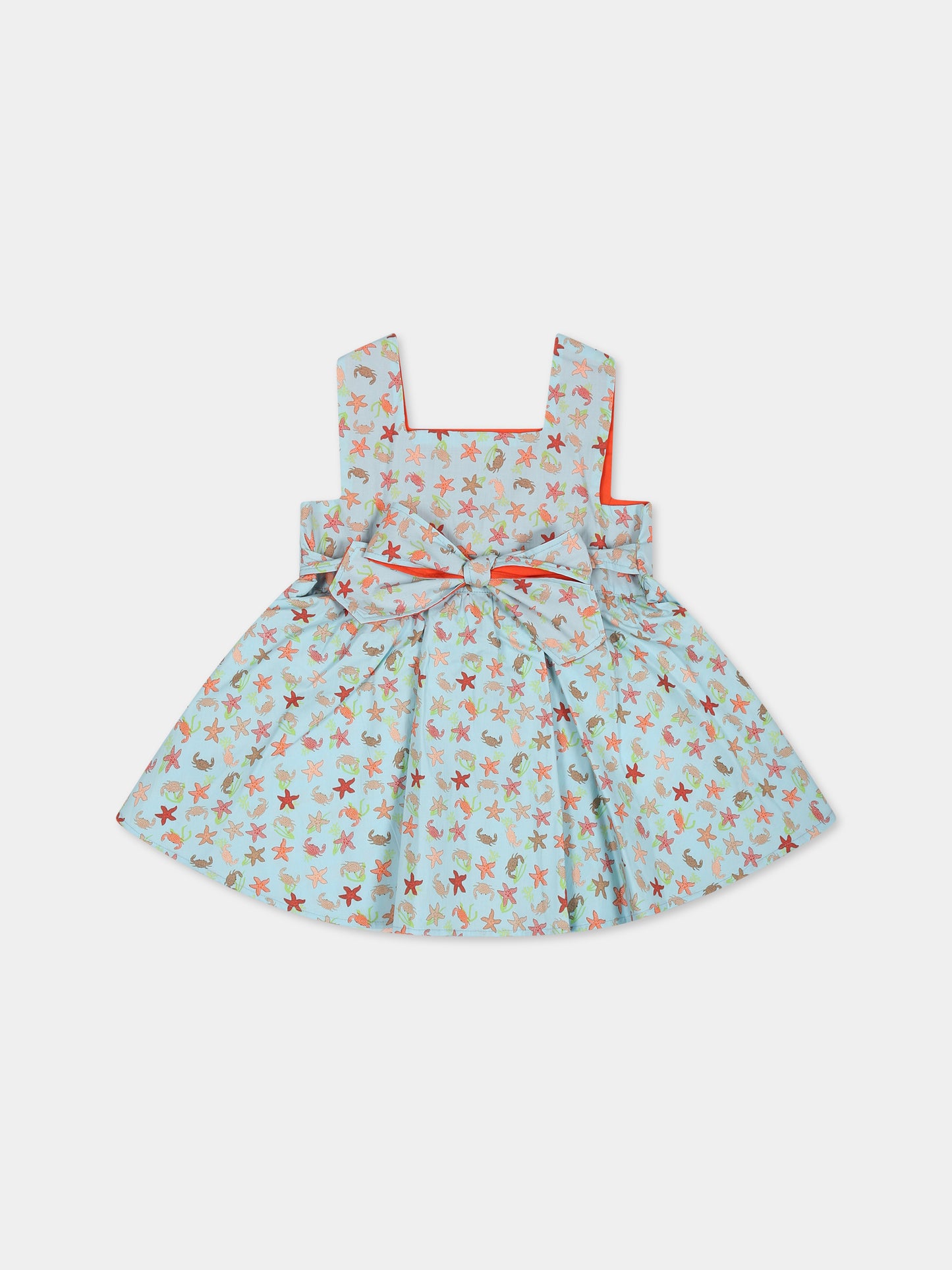 Vestito celeste per neonata con stampa,Farway Milano,ABS04PKT