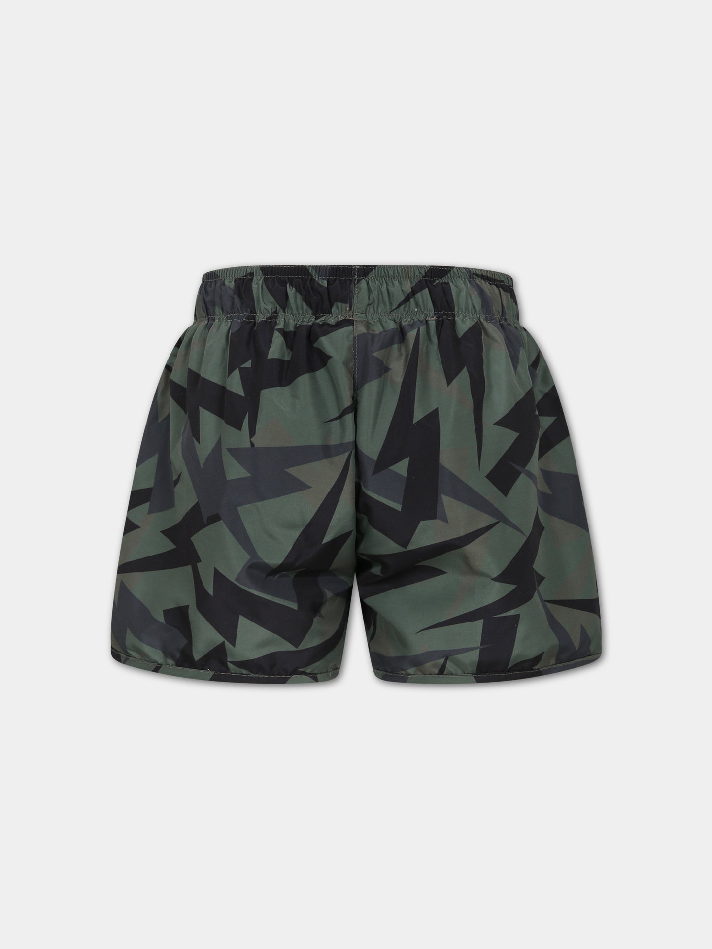 Boxer mare verde per bambino con iconiche saette,Neil Barrett Kids,033635 200