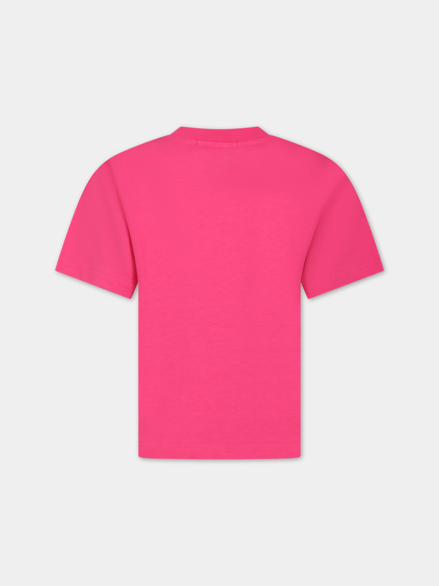 T-shirt fucsia per bambina con logo,Msgm Kids,MS029447 044