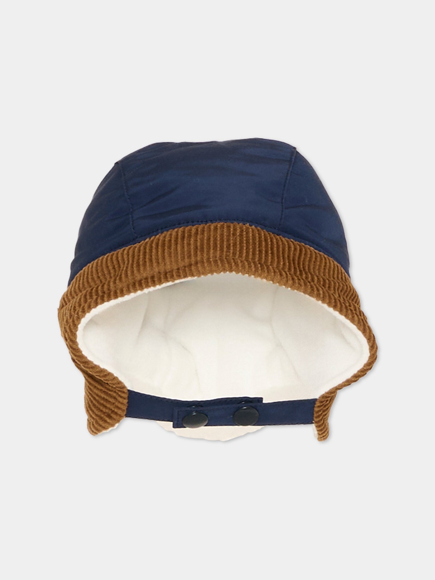Cappello blu con paraorecchie per neonato