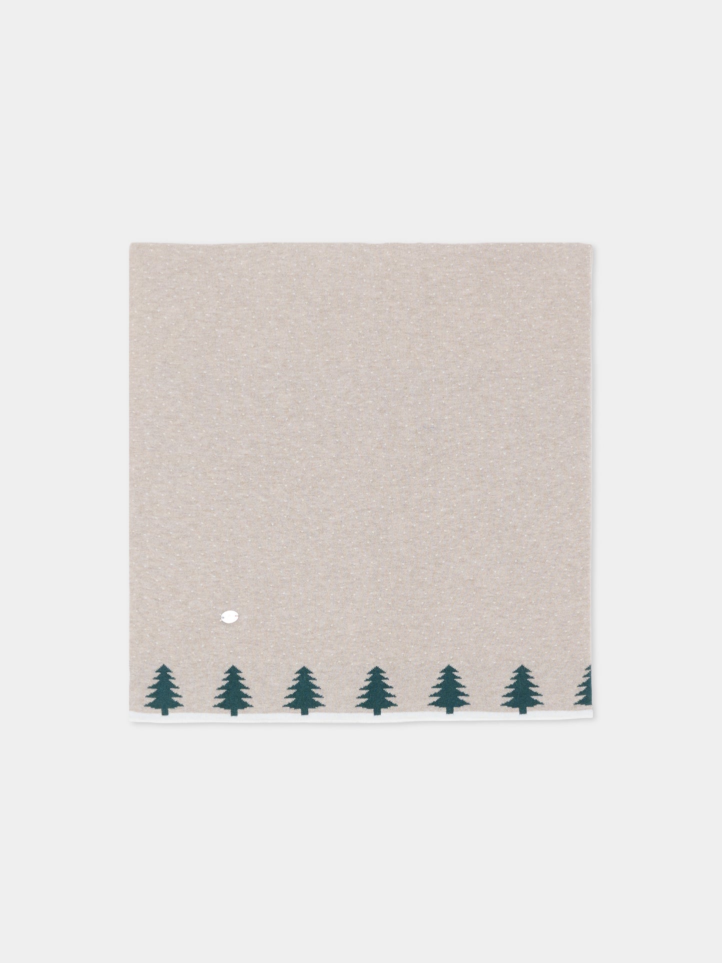 Coperta beige per neonati in maglia con alberi