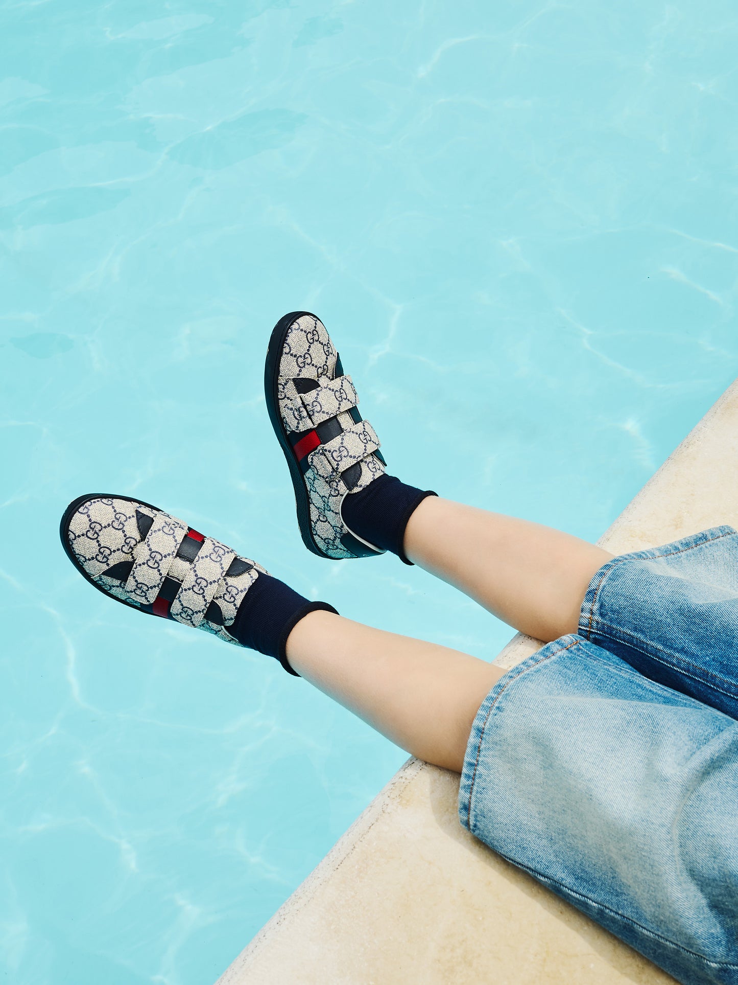 Blue shorts for kids with Web detail