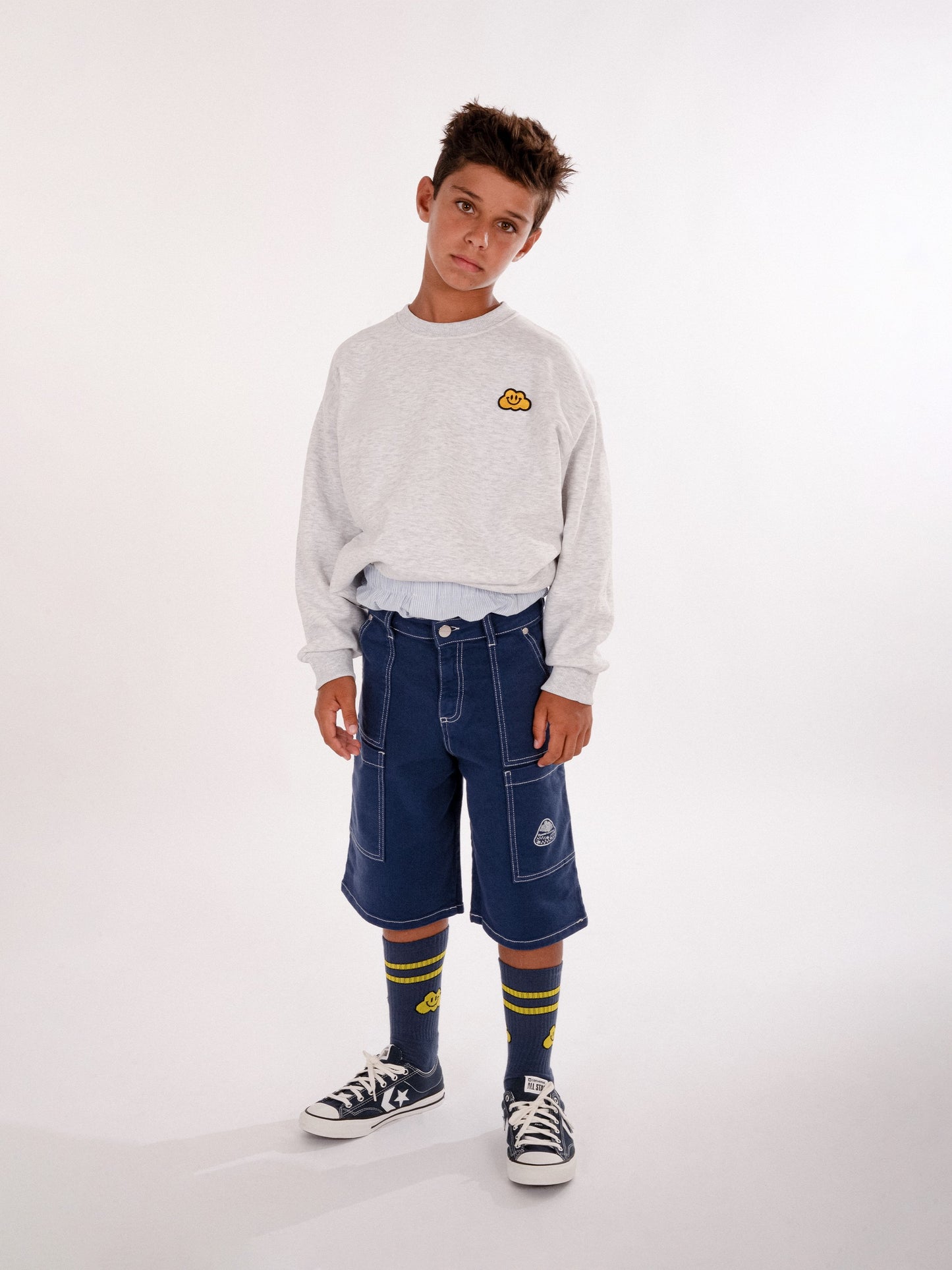 Grey sweatshirt for kids with yellow cloud