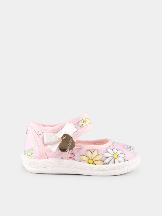 Pink flats for baby girl with daises