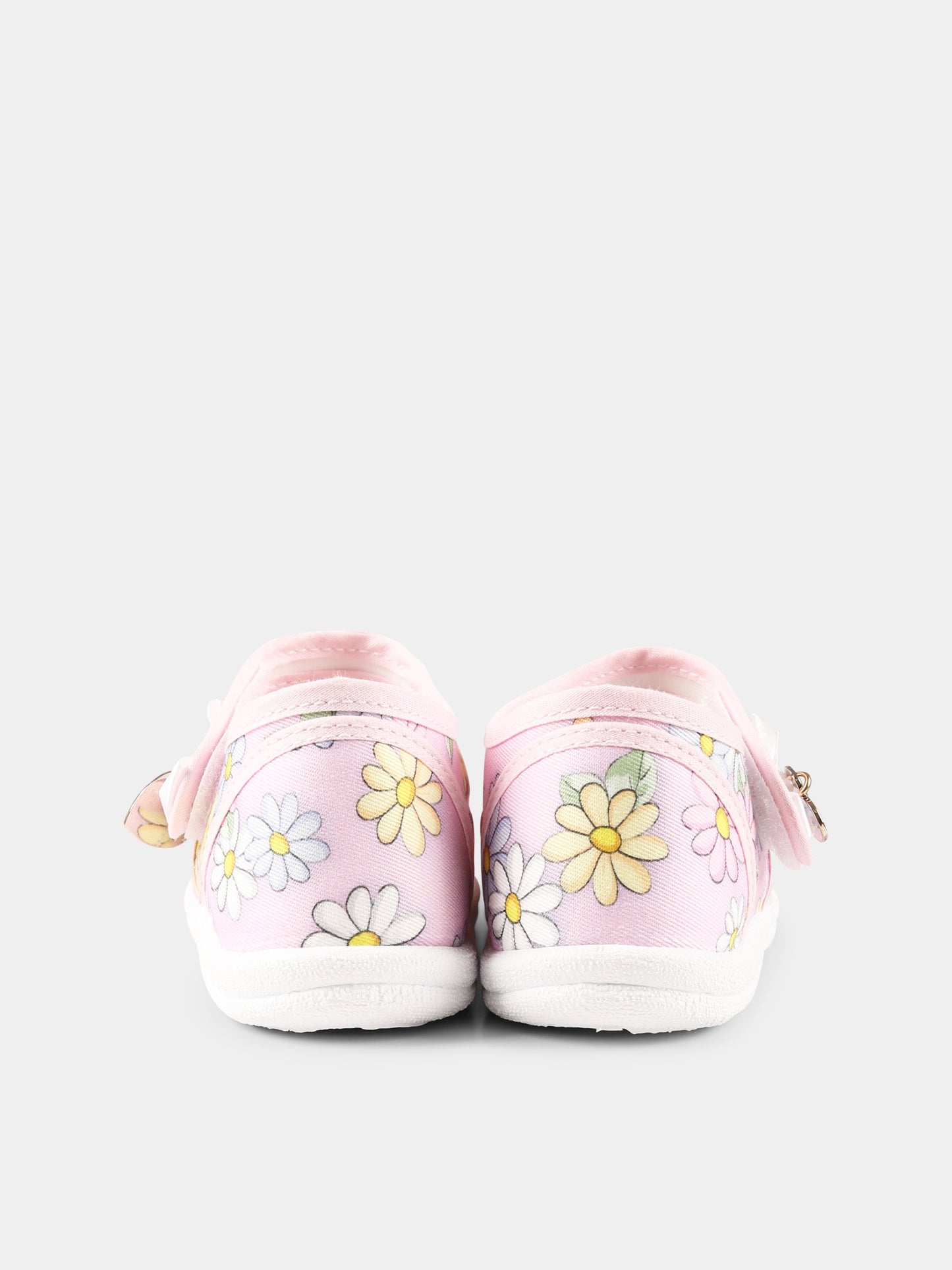 Pink ballet flats for girl with daises