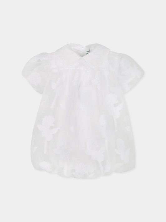 White dress for girl with roses