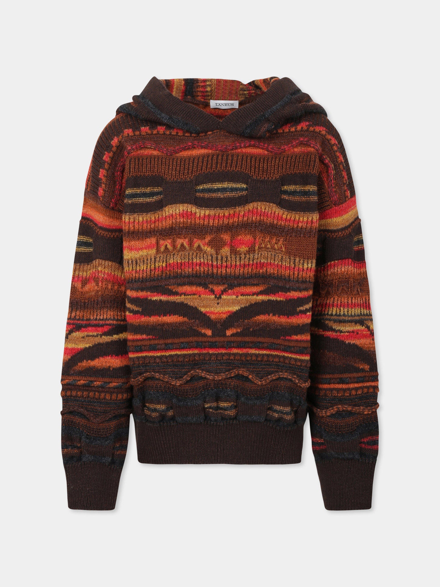 Multicolor knitted sweatshirt for kids with logo patch