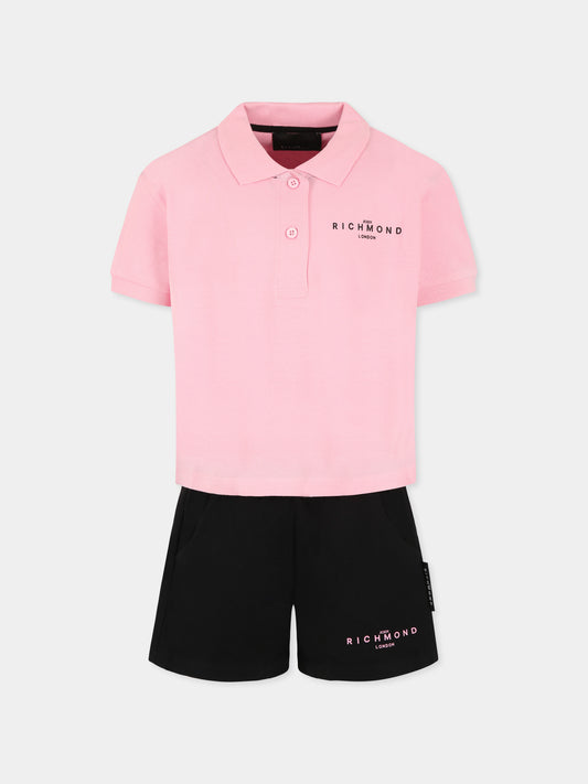Pink suit for girl with logo