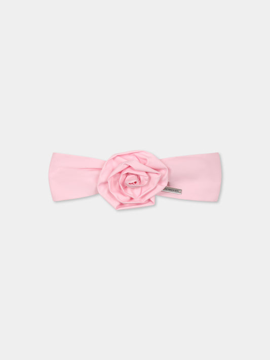 Pink headband for baby girl with rose