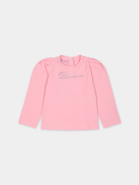 Pink t-shirt for baby girl with logo