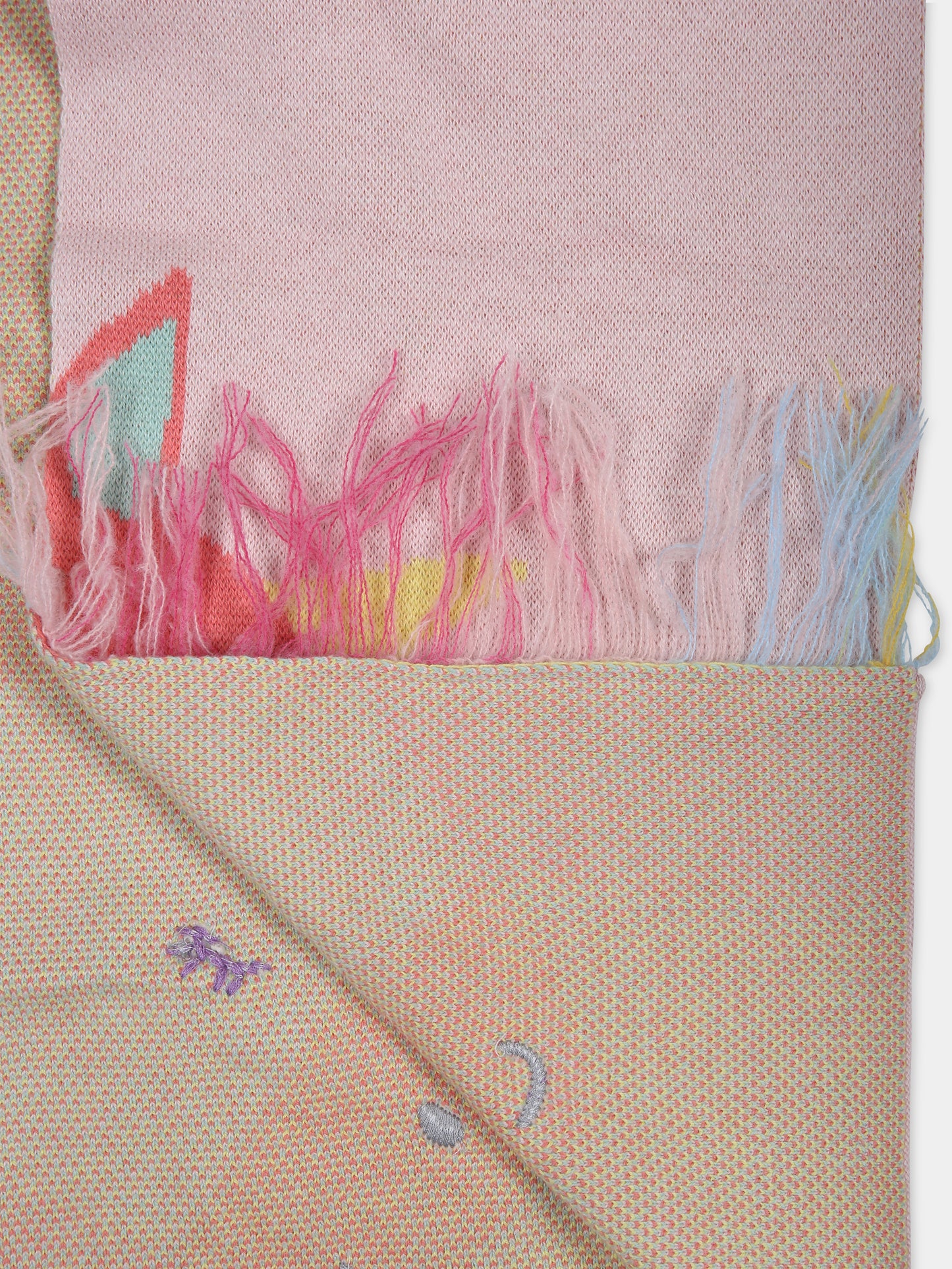 Pink scarf for girl with unicorns