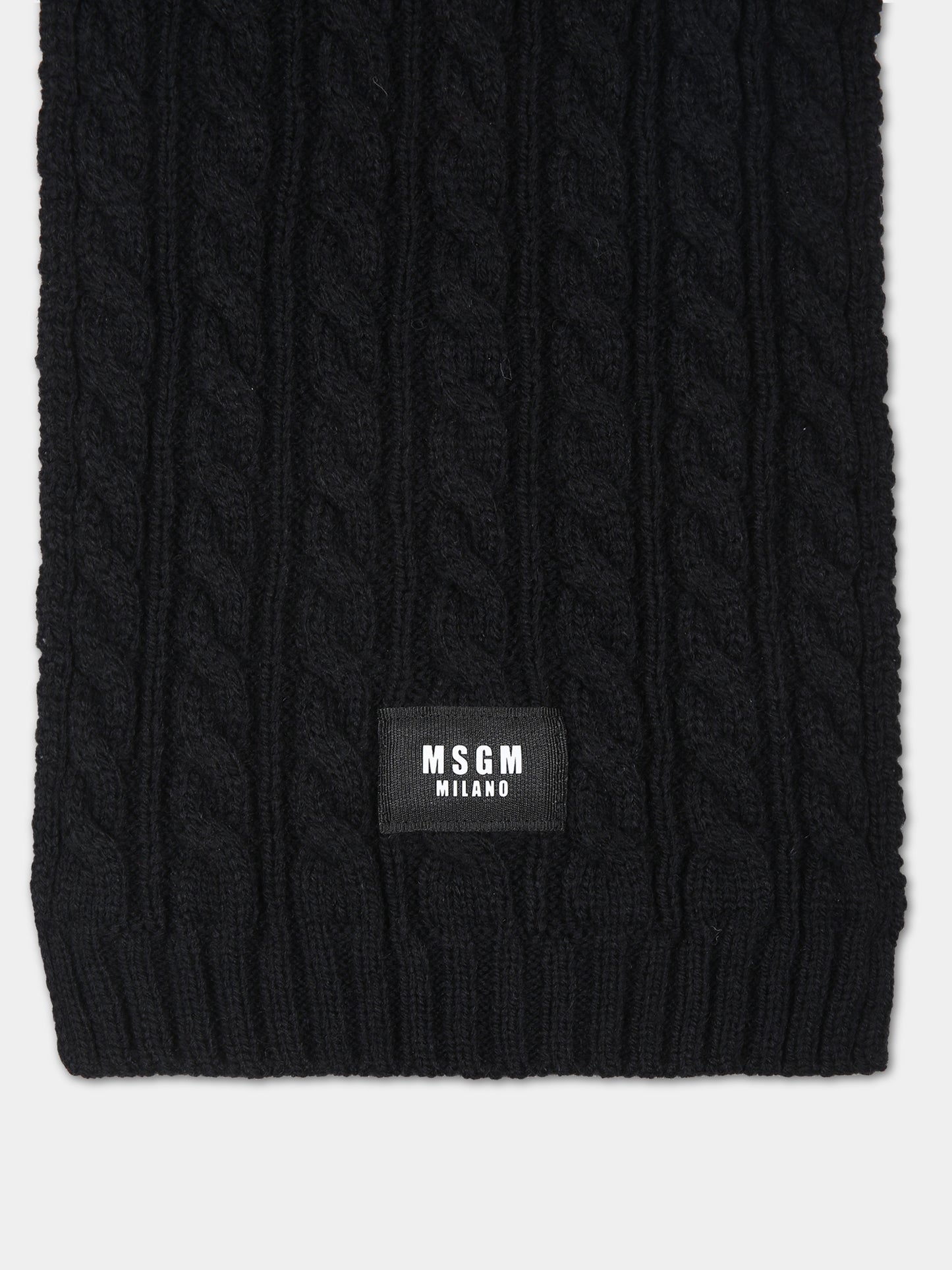 Black scarf for kids with logo