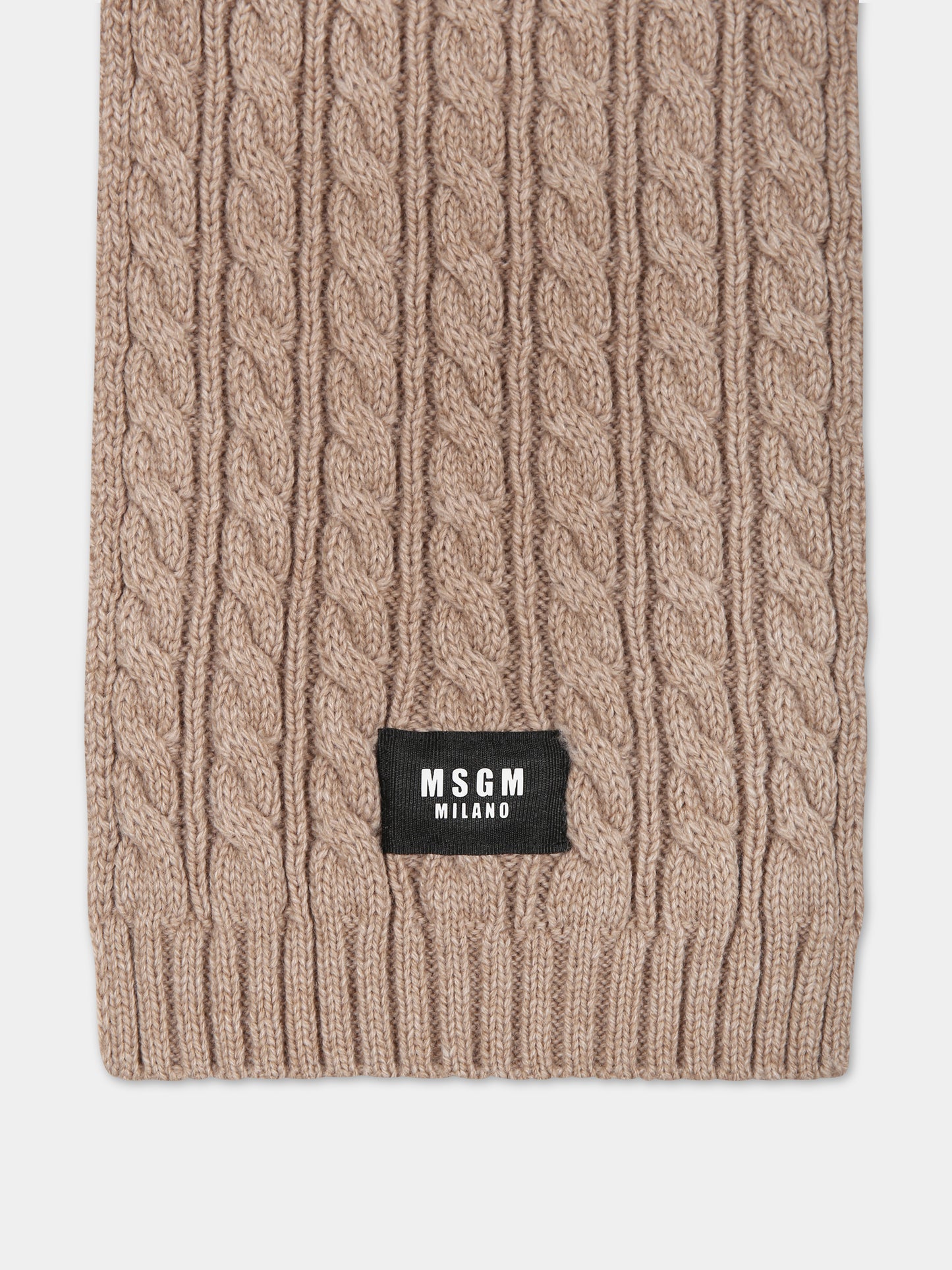 Beige scarf for kids with logo
