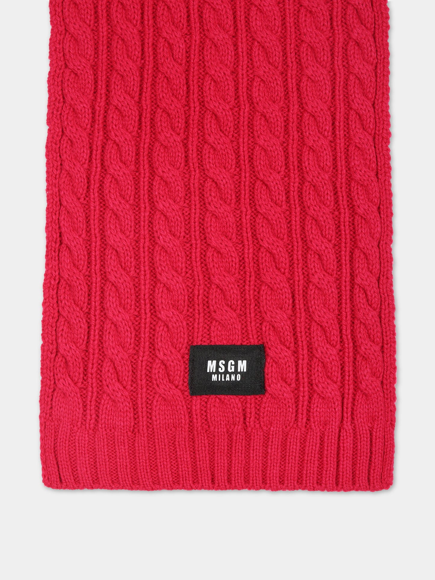 Fuchsia scarf for girl with logo