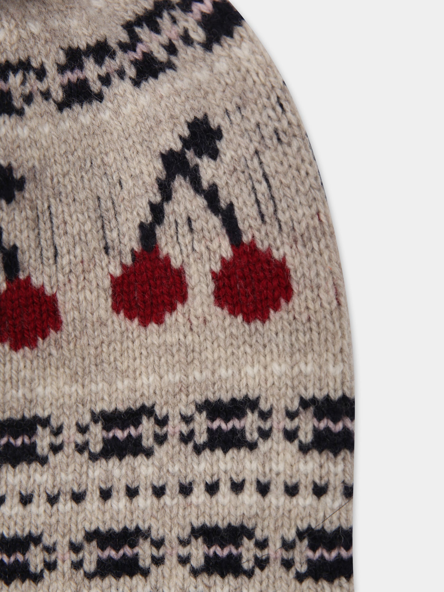 Beige hat for girl with cherries