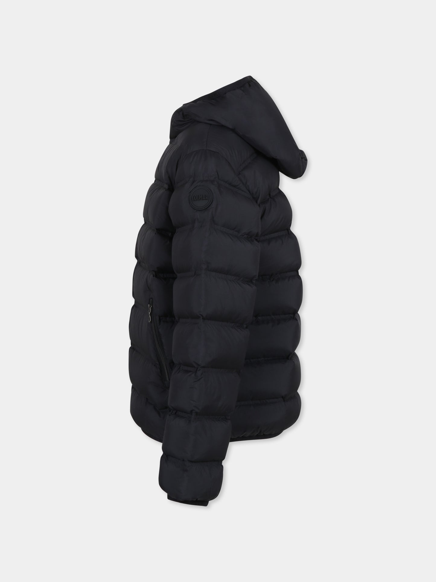 Black down jacket for boy with logo