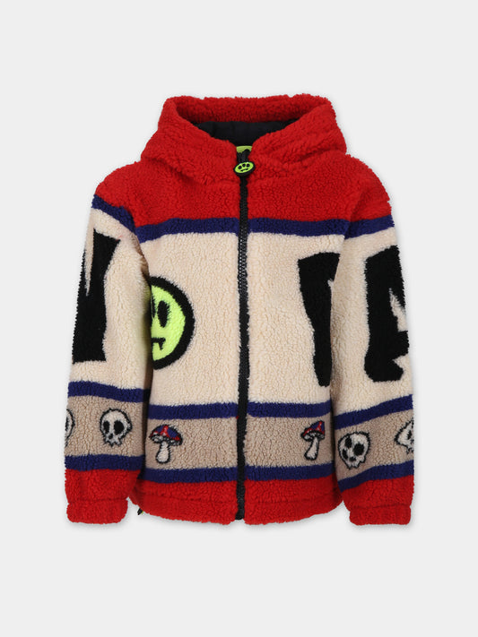 Red jacket for kids with smiley and logo
