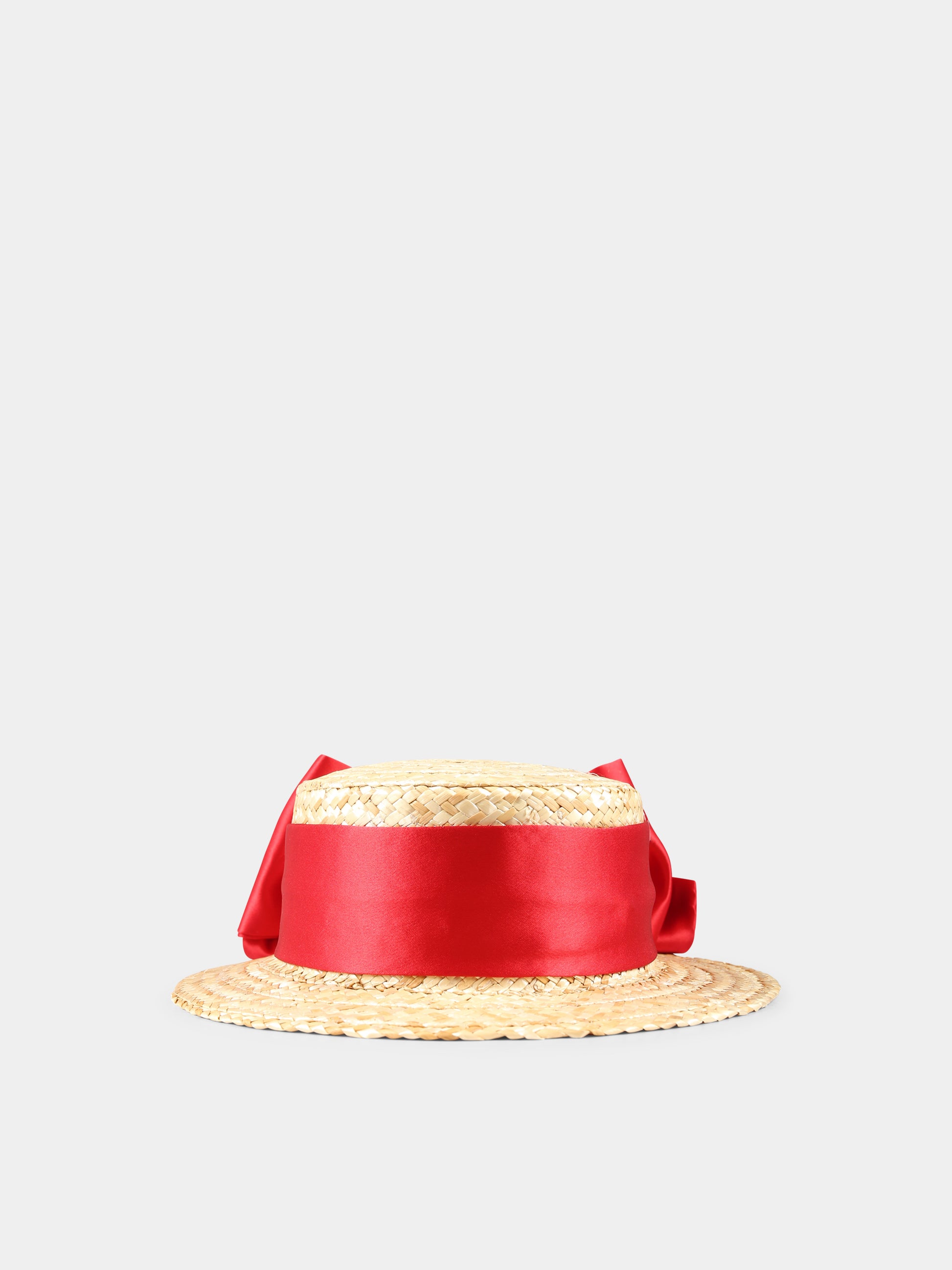 Cappello di paglia beige per bambina con fiocco,Vivetta Kids,VE2509RS
