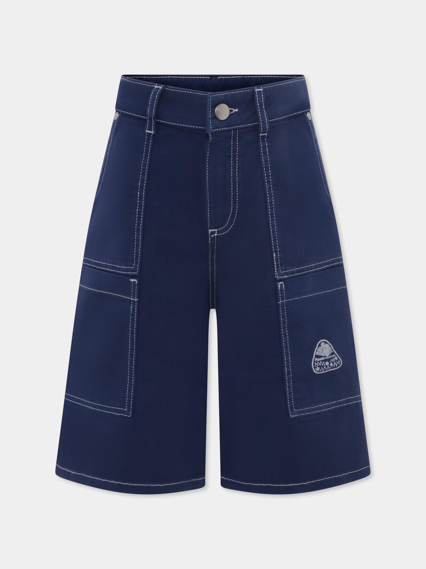 Shorts blu per bambino con logo,Flower Mountain,0C01 0016002867 01 AKINORI