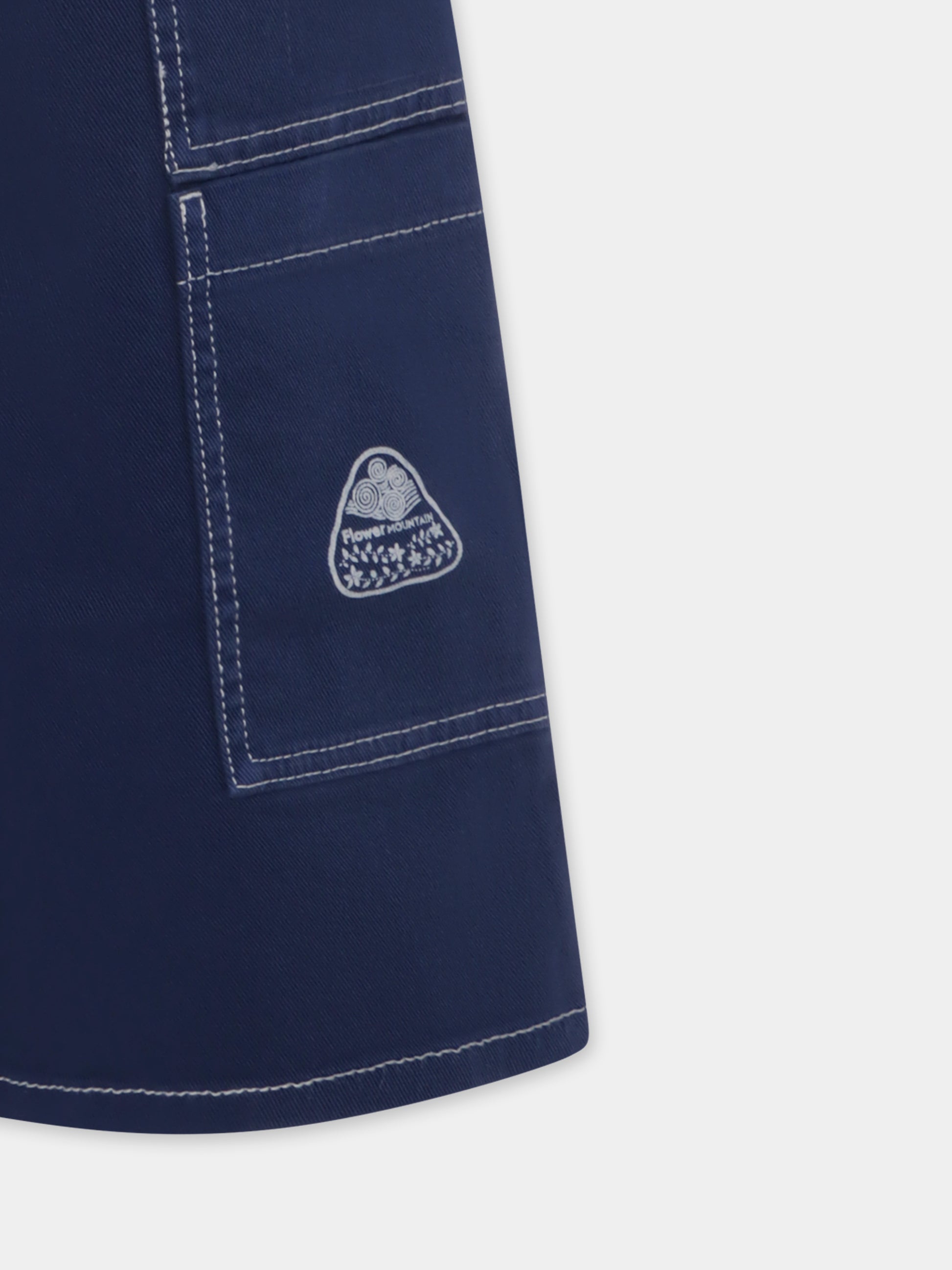 Shorts blu per bambino con logo,Flower Mountain,0C01 0016002867 01 AKINORI