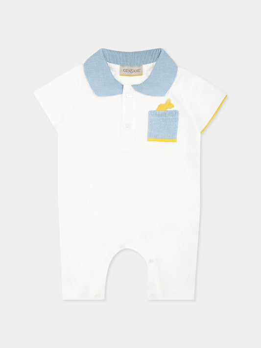Pagliaccetto bianco per neonato con pesce,Gensami,TU02-B-JERSEY BB1