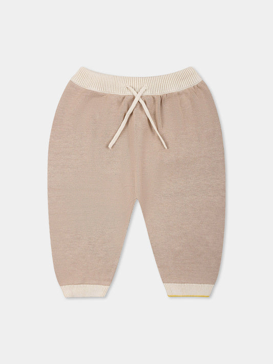 Beige trousers for baby boy with waves