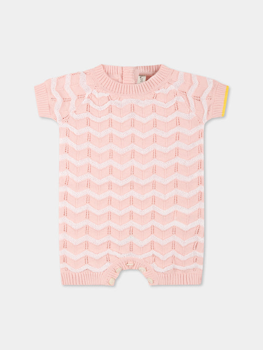 Pagliaccetto rosa per neonata con onde,Gensami,TU04-B-ONDA BABY PINK