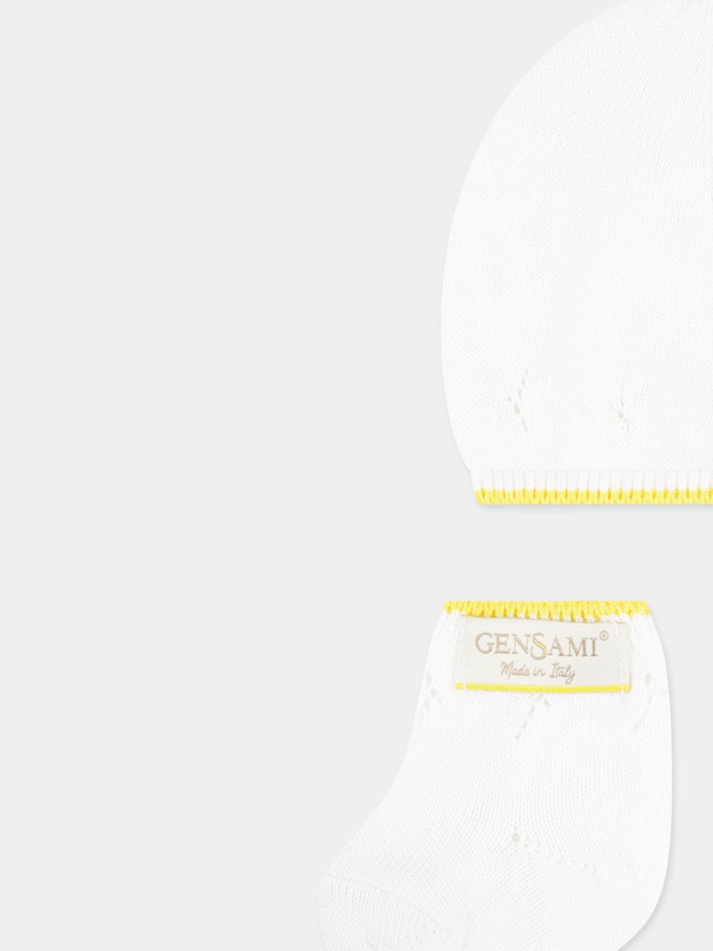 Set accessori bianco per neonati con logo,Gensami,BOX01-B-TRE OFF WHITE