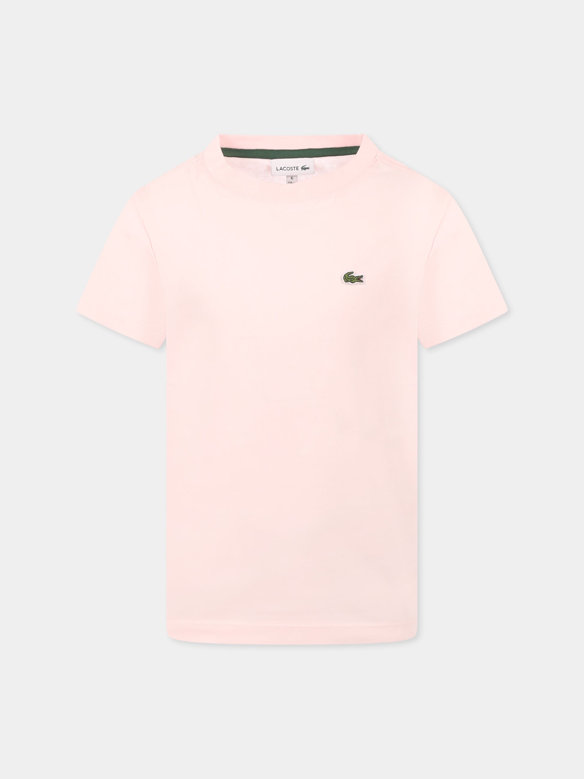 T-shirt rosa per bambini con coccodrillo,Lacoste,TJ1122 T03