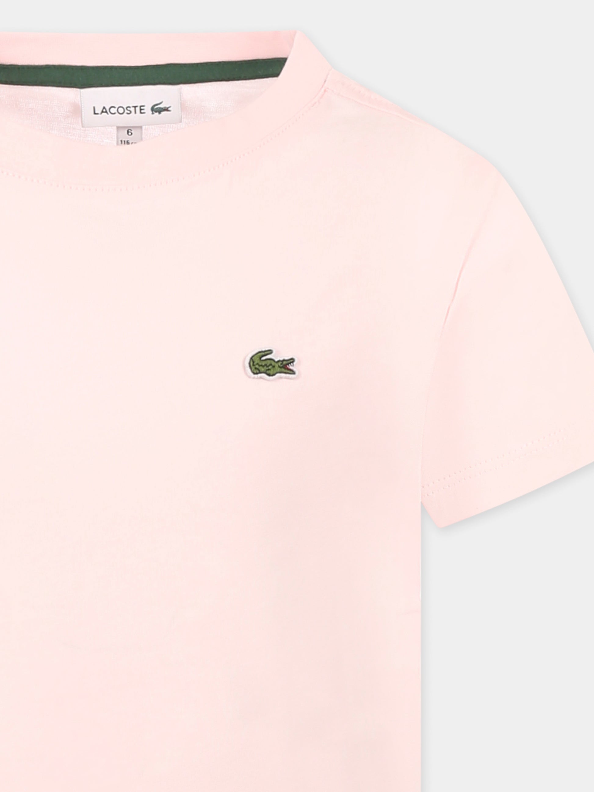 T-shirt rosa per bambini con coccodrillo,Lacoste,TJ1122 T03