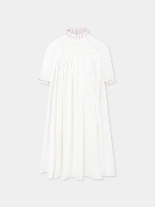 Ivory dress for girl with flowers