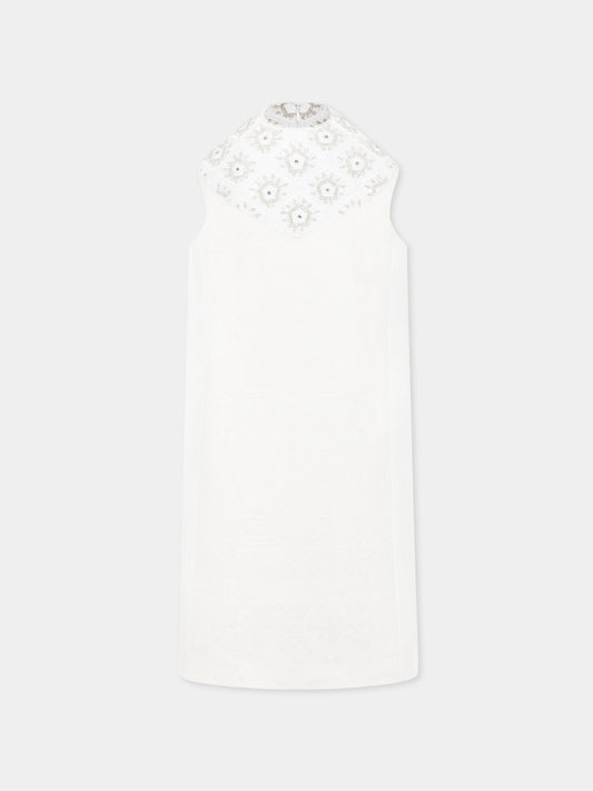 Ivory dress for girl with flowers