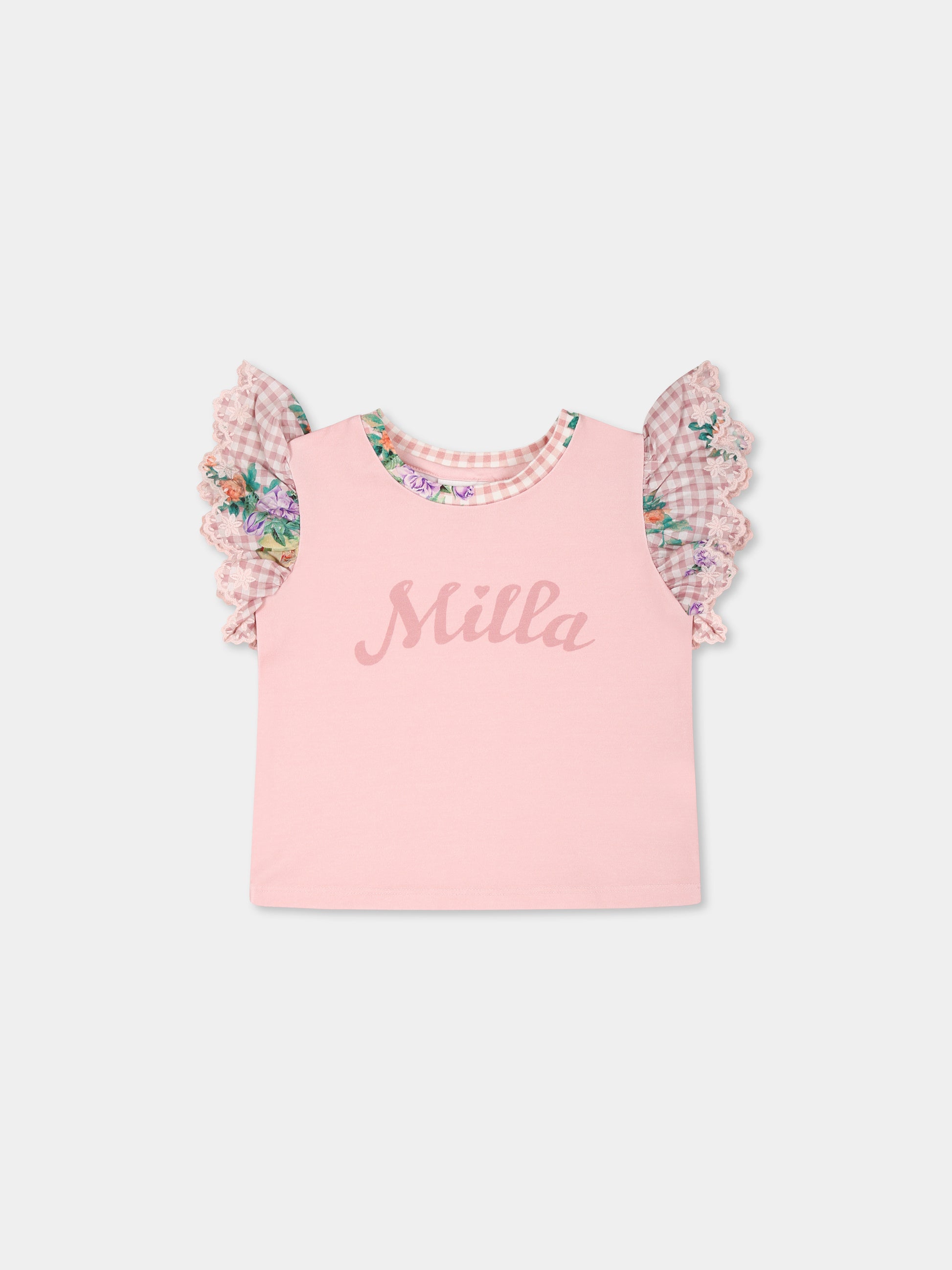 T-shirt rosa per neonata con logo,Camilla,00034392 LISBLULL