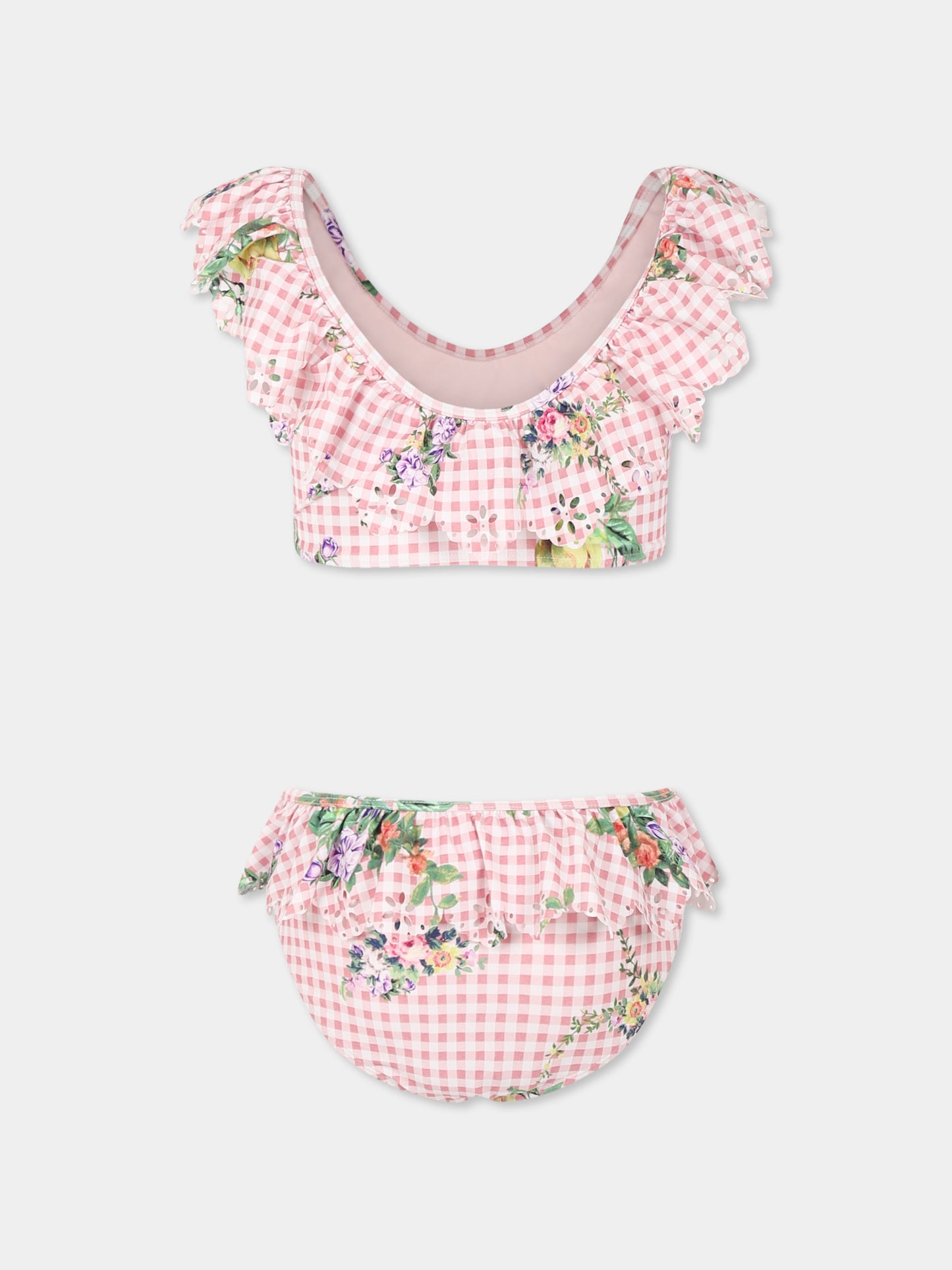 Bikini rosa per bambina con stampa floreale,Camilla,00034334 LISBLULL