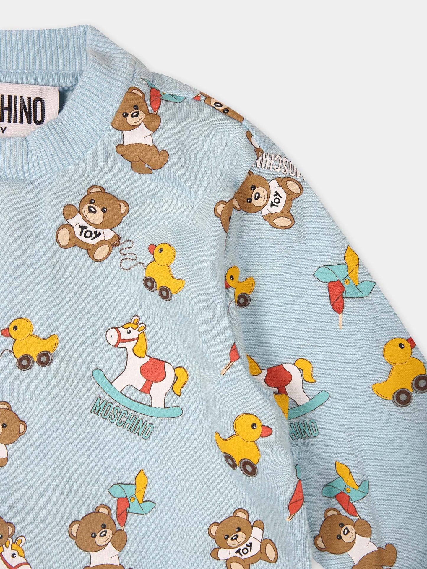 Tutina celeste per neonato con Teddy Bear e logo,Moschino Kids,MUY06F LAB92 83537