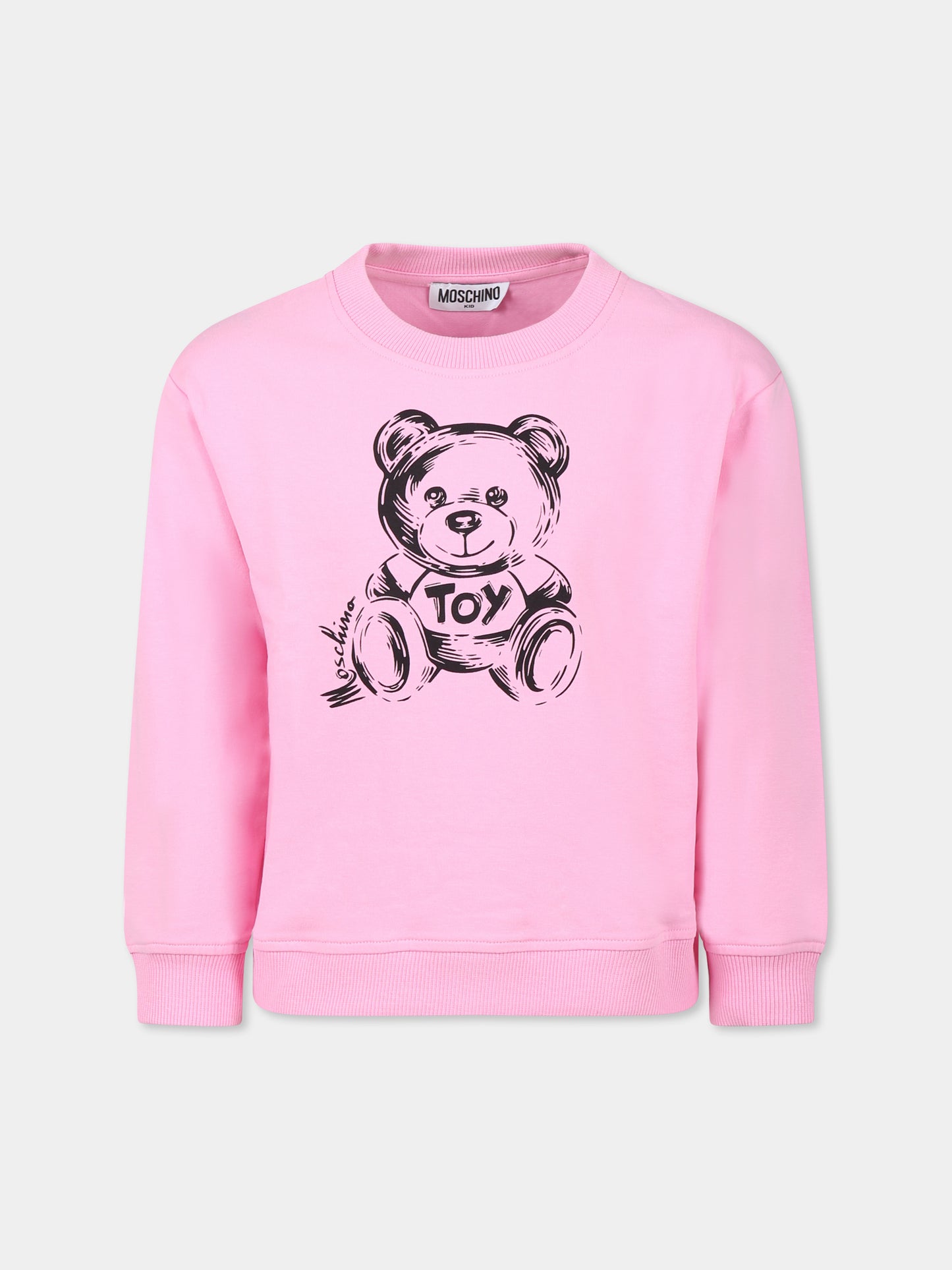 Felpa rosa per bambina con Teddy Bear,Moschino Kids,HPF078 LDA57 50206