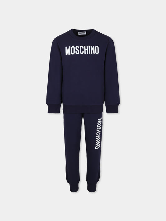 Completo blu per bambini con logo,Moschino Kids,HUK03R LDA11 40016