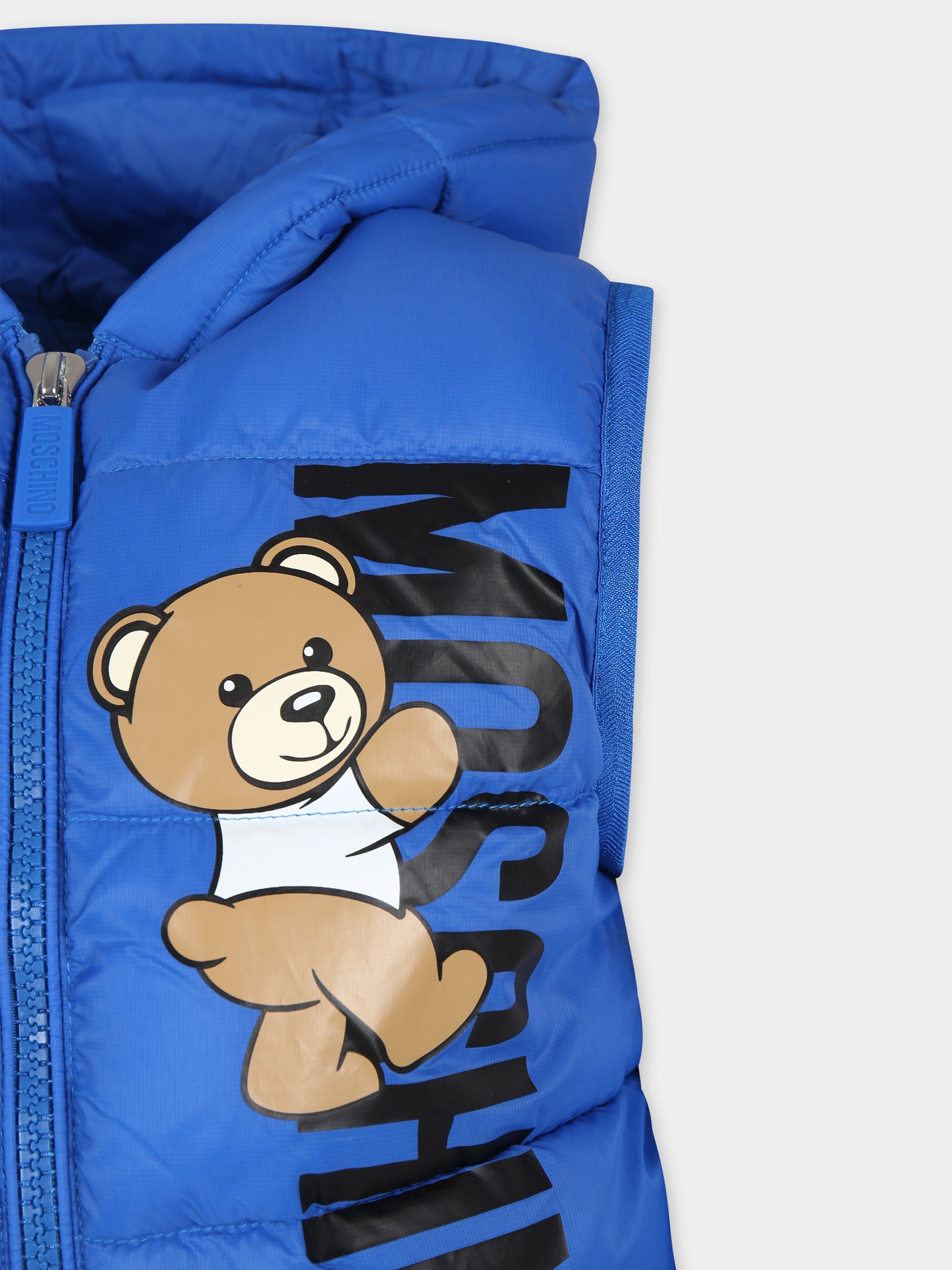 Gilet azzurro per bambino con Teddy Bear,Moschino Kids,HUS04Q L3A69 40289