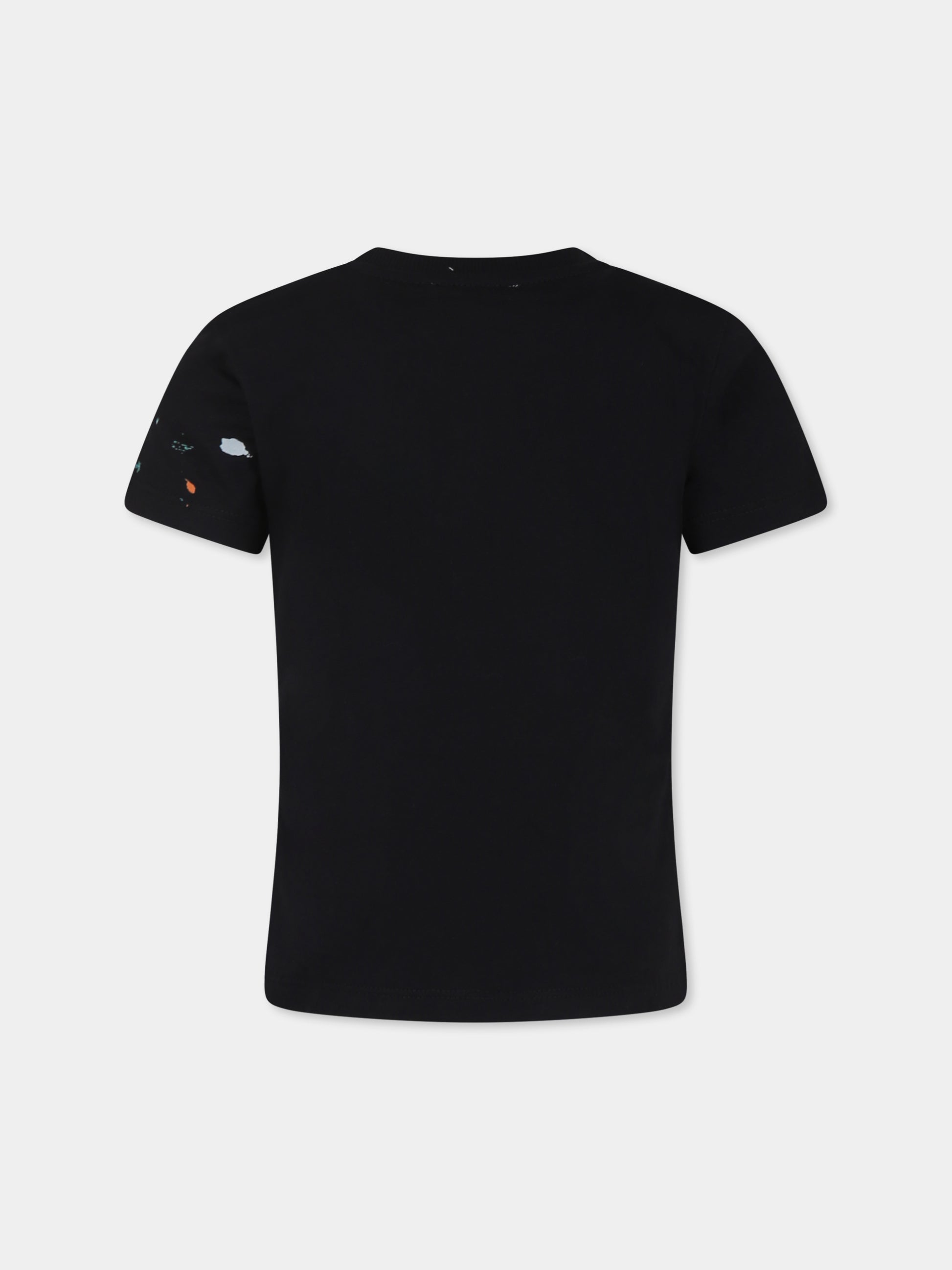 T-shirt nera per bambino con logo,Moschino Kids,HOM04L LAA24 60100