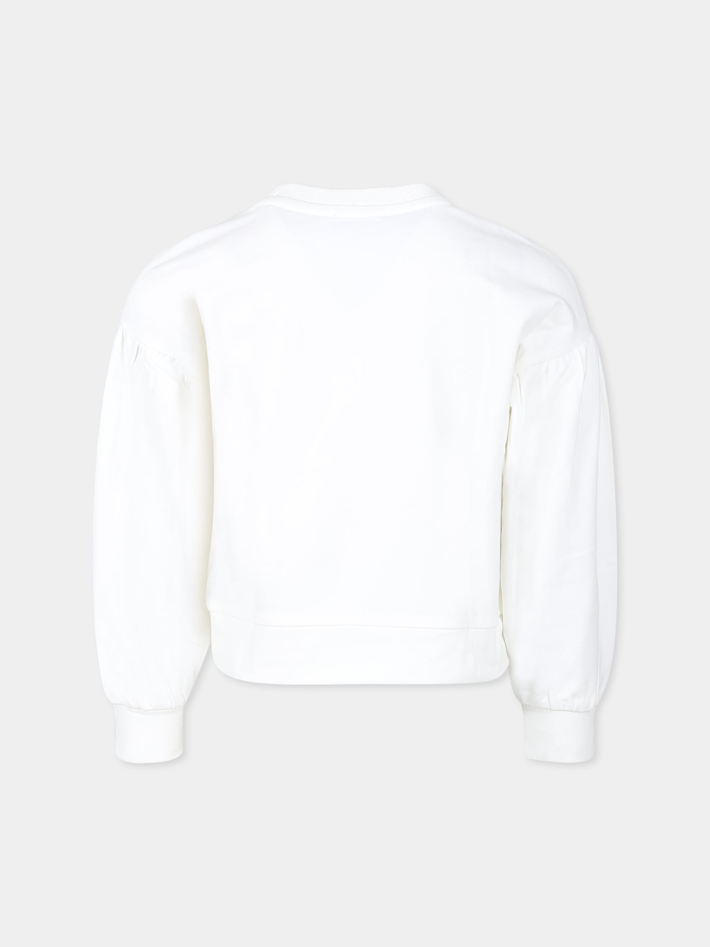 Felpa avorio per bambina con Teddy Bear e borchie,Moschino Kids,HDF05R LDA11 10063