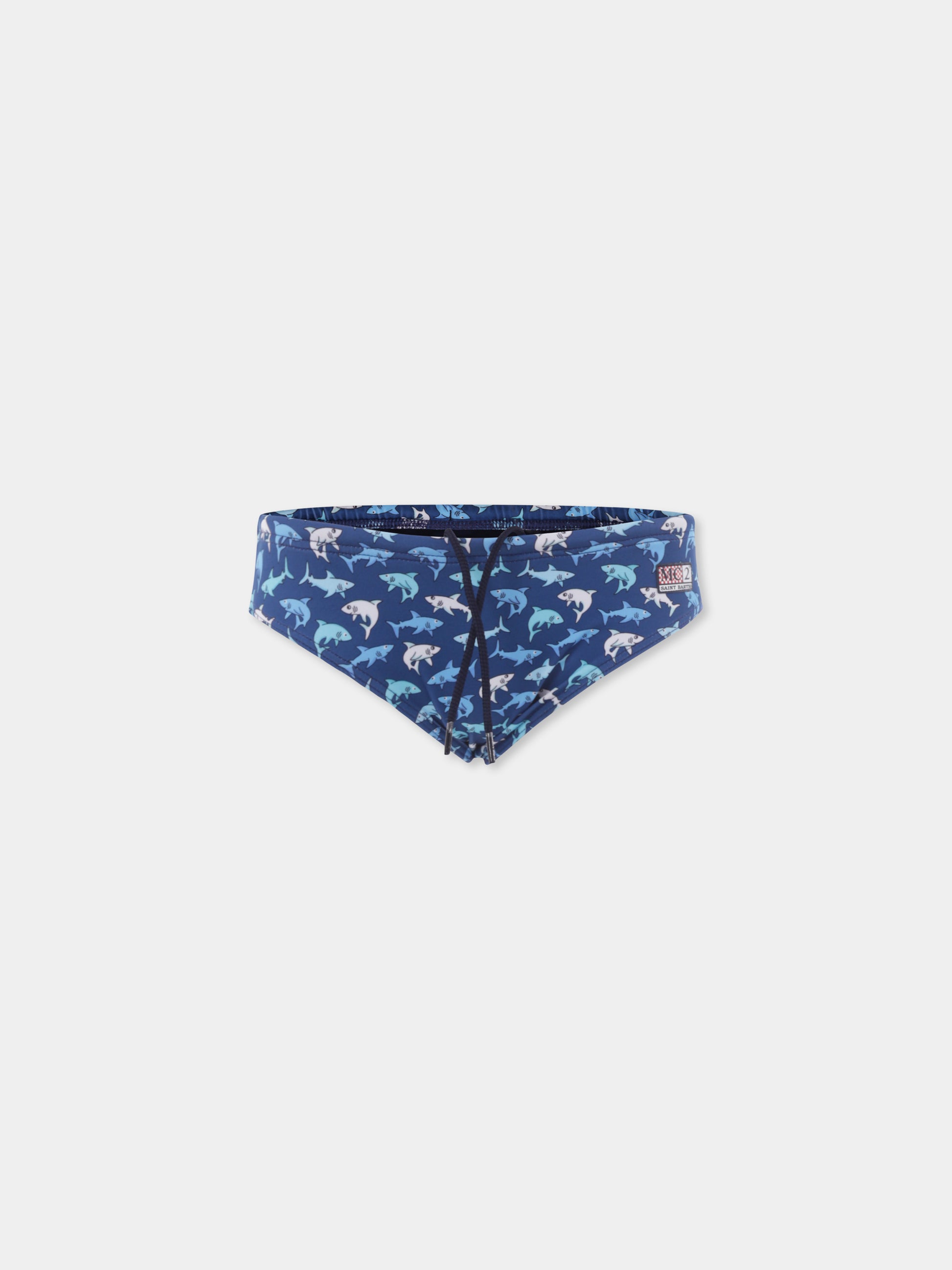 Slip mare blu per bambino con squali all over,Mc2 Saint Barth,BIL0001 01818H