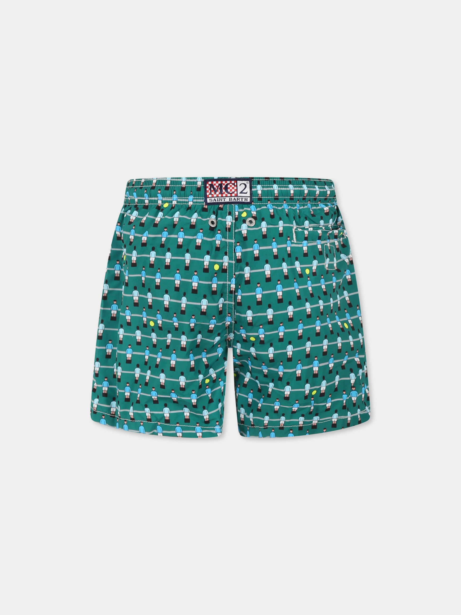 Boxer mare verde per bambino con calcio balilla all over,Mc2 Saint Barth,JEA0004 01717H