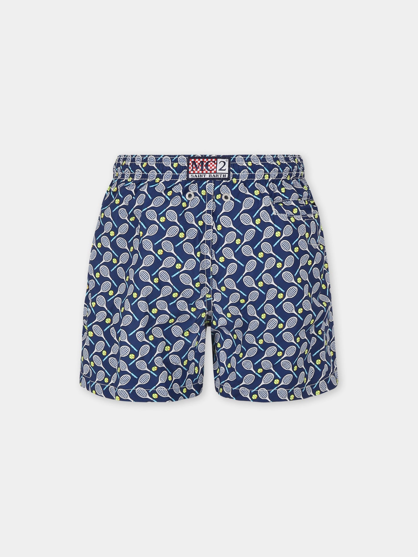 Boxer mare blu per bambino con racchetta da tennis all over,Mc2 Saint Barth,JEA0004 02126H